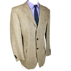 44L Andrew Carrington Italy Mens 3 Bttn Wool Blazer Sport Coat Jacket Sand Brown